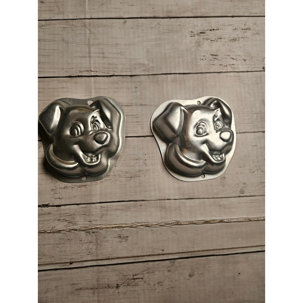 Vintage Wilton Puppy Dog Cake Pans Set of 2 Aluminum Mold 1990s Birthday Party
